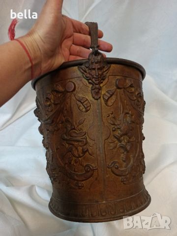 Антикварна немска медна  кофа 1886 година-GWV Germany, късен 19 ти век , снимка 10 - Антикварни и старинни предмети - 45160275