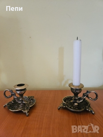 Месингови свещници 2 бр, снимка 5 - Антикварни и старинни предмети - 51822979