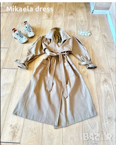 Разкошен плътен ежедневен тренч oversize, снимка 2 - Палта, манта - 52095161