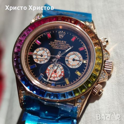 Мъжки луксозен часовник Rolex Daytona Rainbow Everose Gold 116595RBOW, снимка 4 - Мъжки - 46216543