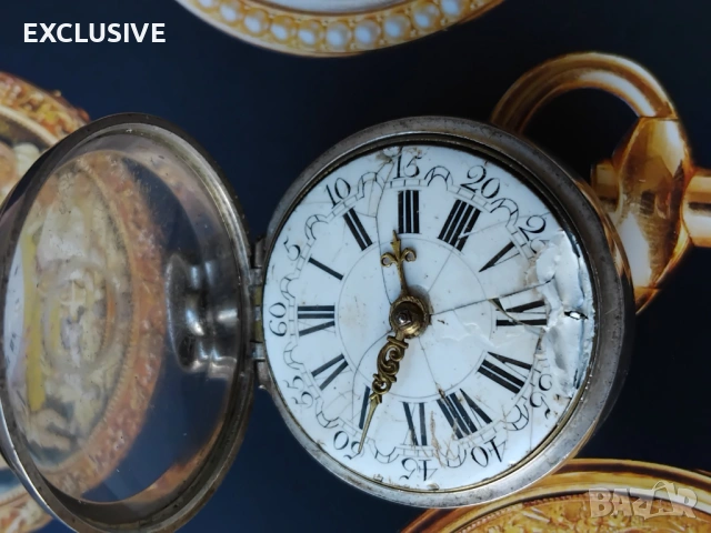 J. Miller. Сребърен джобен часовник  1760г, снимка 7 - Джобни - 53829108