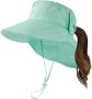 TOP-EX Слънчева шапка за жени, лятна с ултравиолетова опашка, с широка периферия, сгъваема, зелена, снимка 1 - Шапки - 45981177