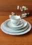 *Limoges France*сервиз за хранене от блестящ бял порцелан платинен кант, снимка 2