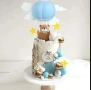 Фигурка мече с въздушен балон звездички облак сини топчета декорация торта, снимка 2