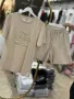 Дамски летни памучни къси комплекти LOEWE,високо каество с бродерия и  камъчета,2 цвята, снимка 3