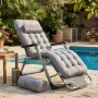 Сгъваем градински шезлонг с мека ватирана възглавница, регулируема облегалка и антикорозионна рамка, снимка 1