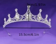 Златиста сребриста Метална с розови бели камъни елегантна корона тиара дамска детска за декор торта, снимка 7