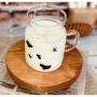  Стъклена чаша боросиликатно стъкло със стъклена сламка,Модел- Milk, Декор - крава, 450мл , снимка 2