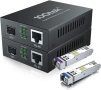 Чифт Gigabit Ethernet Bidi медиен конвертор, едномодов LC Fiber към Ethernet RJ45, снимка 1