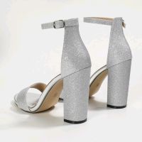 Сиви брокатени обувки , снимка 5 - Дамски елегантни обувки - 45727979