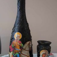 уникално ръчно изработени шише и ваза, снимка 1 - Декорация за дома - 45143226