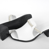 СЕЗОН'24! Елегантни дамски чехли от естествена кожа на ток - Два цвята, снимка 5 - Чехли - 44938419