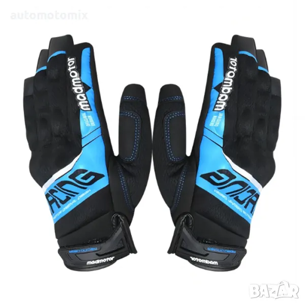 МОТО РЪКАВИЦИ С ПРОТЕКТОРИ, ТЕКСТИЛ, СИНИ - 721172, снимка 1