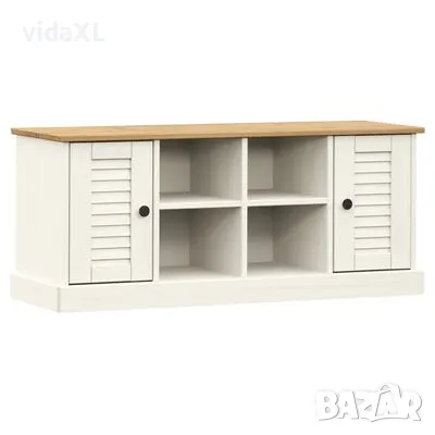 vidaXL Пейка за обувки VIGO, бяла, 106x35x45 см, бор масив（SKU:353179）, снимка 1