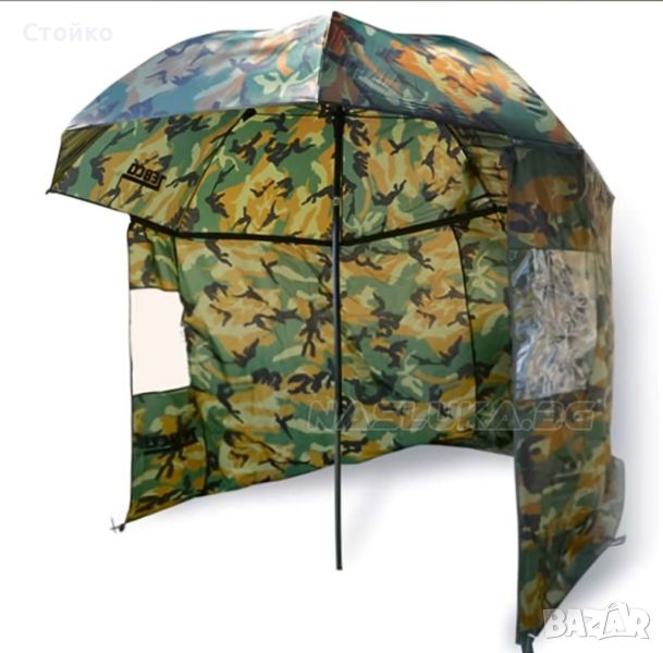 Риболовен чадър със странична стена Zebco Storm Umbrella Camo 2.20м, снимка 1