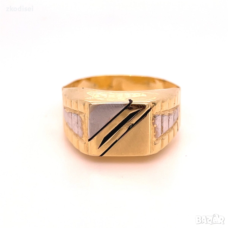 Златен мъжки пръстен 4,40гр. размер:67 14кр. проба:585 модел:34387-1, снимка 1