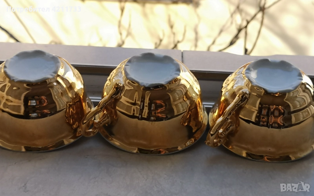 3 прекрасни чаши за кафе, чай с позлата НОВО, снимка 1