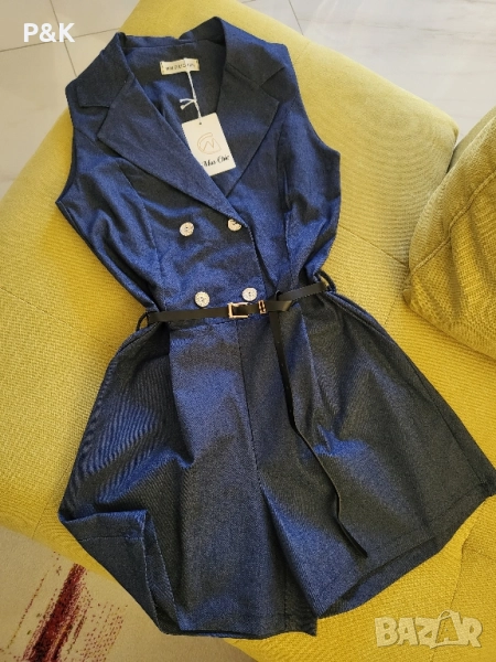 Дънков гащеризон със златисти копчета, снимка 1