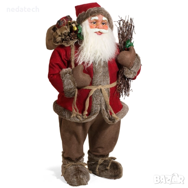 Дядо Коледа с подаръци и сноп дърва, 81см., снимка 1