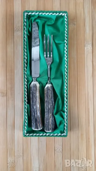 Прибори с дръжки от еленски рога - Солинген, снимка 1