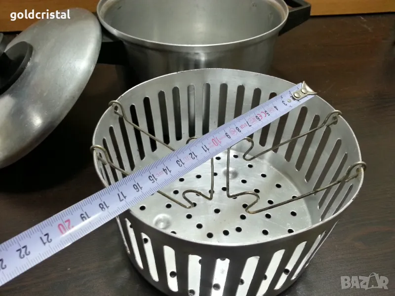стара алуминиева тенджера с кошница, снимка 1
