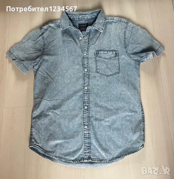 Мъжка риза с къс ръкав denim, снимка 1
