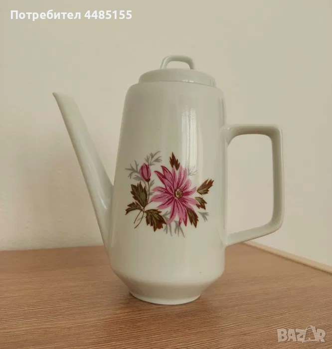 Кана с капак, български порцелан, ретро, снимка 1