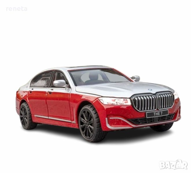 Играчка Кола, BMW 7, Звук и светлина, Метална, Червена, Мащаб 1:24,Без кутия, снимка 1