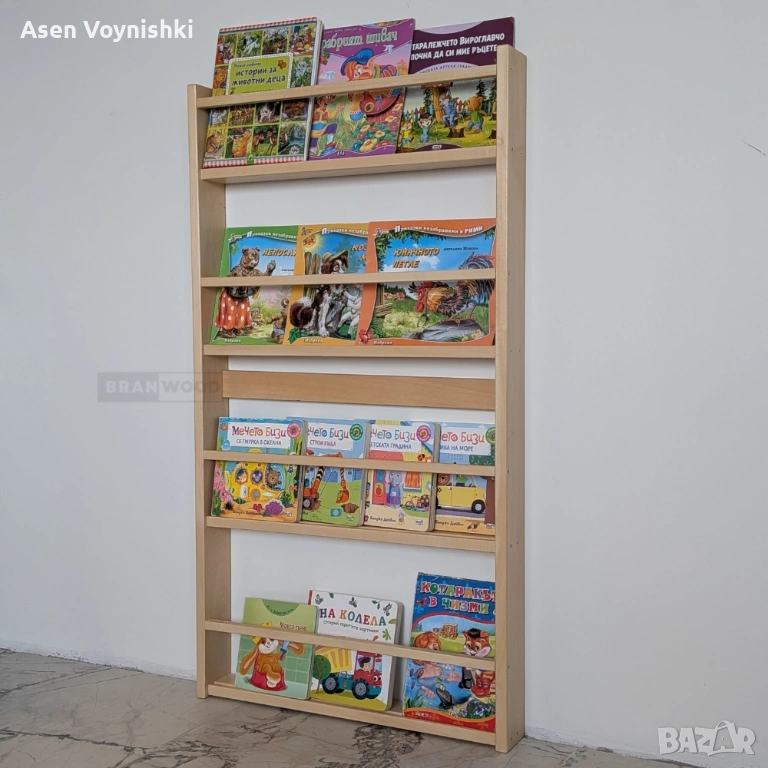 Дървен рафт за детски книжки тип Монтесори – детска библиотека, снимка 1