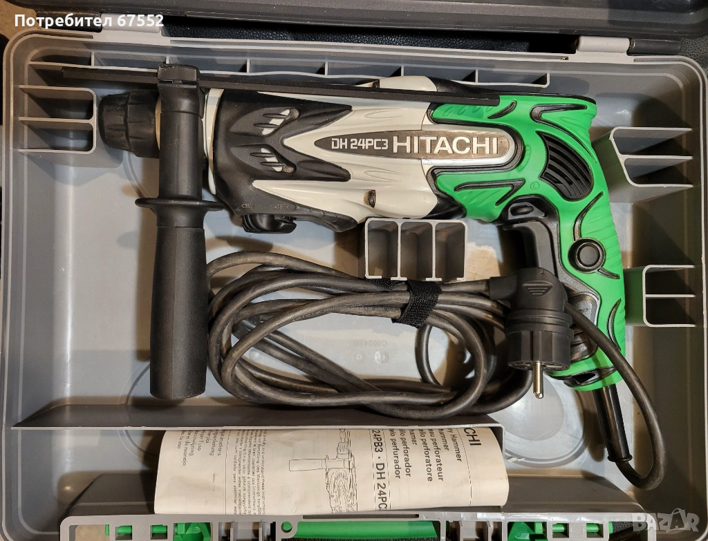 Компактен перфоратор Hitachi DH24PC3. Цената е крайна!, снимка 1