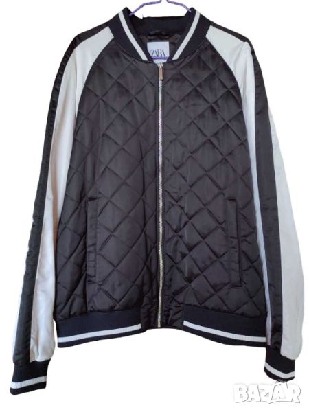 Мъжко пилотско яке с контрастни ръкави Zara, 100% полиестер, XL, снимка 1