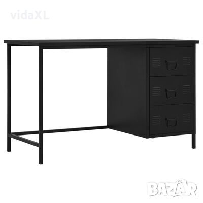 vidaXL Бюро с чекмеджета, индустриално, черно, 120x55x75 см, стомана, снимка 1