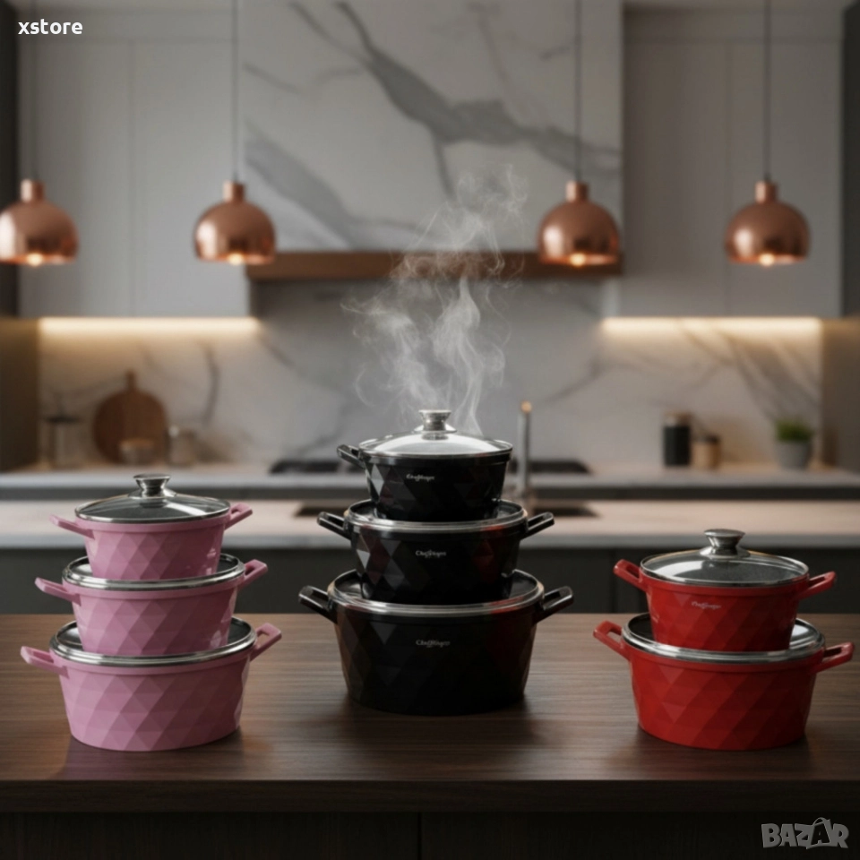Висококачествен комплект касероли Cheffinger – елегантност, здравина и удобство в кухнята, снимка 1