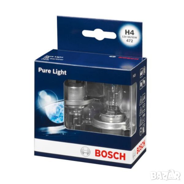 BOSCH H4 Pure Light халогенни крушки, снимка 1