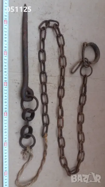 масивен клин със синджир за животни и букая - пълен комплект , снимка 1