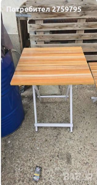 НОВО. Сгъваема висока и ниска маса за тераса.60/60/74 см., снимка 1