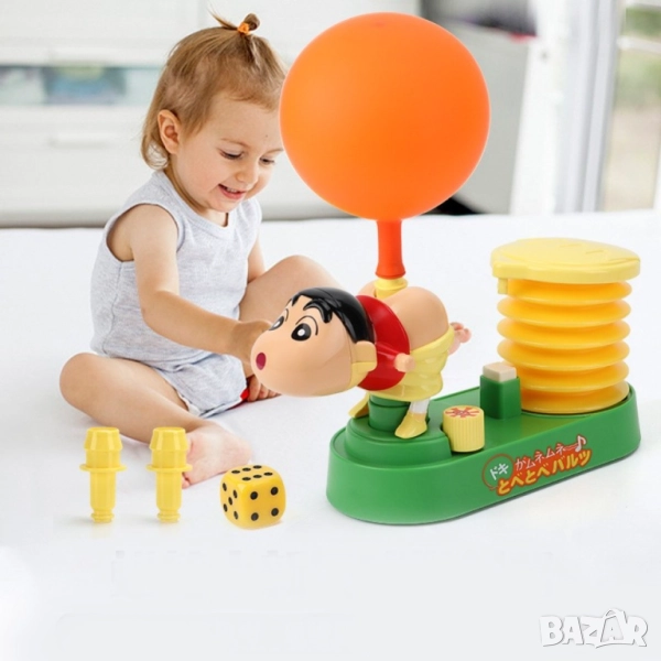   Забавна детска игра със зарчета и количка за надуване , снимка 1