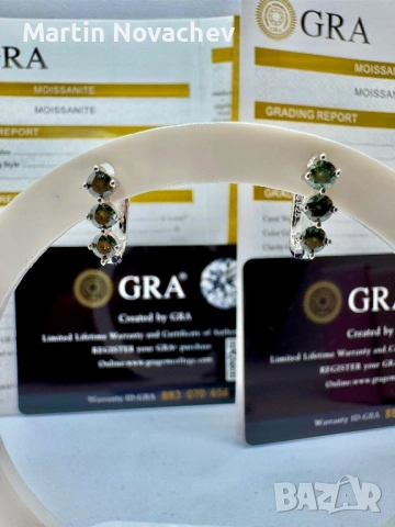 Сребърни обеци с мойсанит (Диамант) 0.6 карата, снимка 3 - Обеци - 53889235