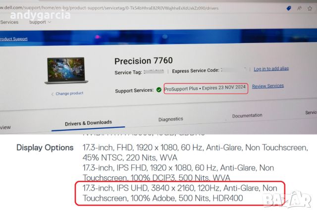 DELL Precision 7760/Core i9-11950H/17.3 4K 120hz IPS 100% DCIP-3/32GB RAM/512GB NVMe/Intel Graphics , снимка 2 - Лаптопи за работа - 46362562