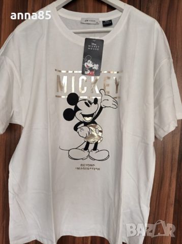 Бяла тениска с Mickey 2XL, снимка 1 - Тениски - 45427515