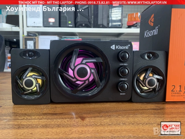 Аудио система с две колони и буфер с блутут и подсветка, снимка 3 - Аудиосистеми - 54303959