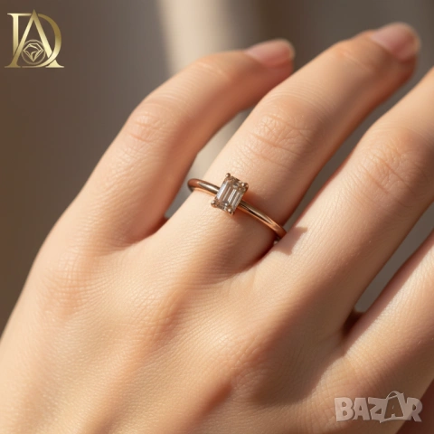 Нов Златен Пръстен с 0.43кт Естествен Диамант , снимка 3 - Пръстени - 40063676