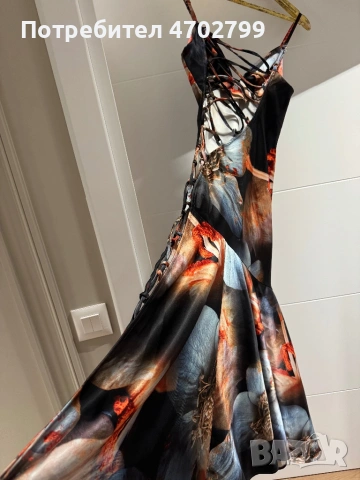 Karen Millen Petite Lily printed tie up maxi dress Size XS, снимка 6 - Рокли - 53028745