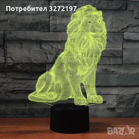 Холограмна 3D LED лампа Лъв-дистанционно управление 16 цвята+други режими на управление, снимка 7 - Настолни лампи - 47208998