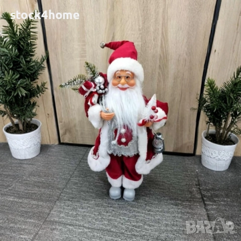 Голям Дядо Коледа с червено палто , торба и фенер, 70х25 см, снимка 2 - Други - 52524769