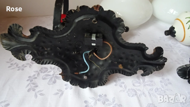 Два вентидж стенни лампи (аплици) от ковано желязо, снимка 11 - Лампи за стена - 53970251