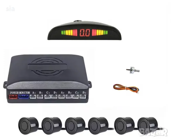 Парктроник за кола с 6 датчика за паркиране, LED дисплей, система за паркиране,черен