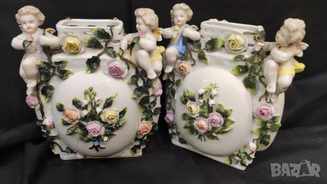 Две вазички на Sitzendorfer с маркировка, снимка 8 - Антикварни и старинни предмети - 45899594
