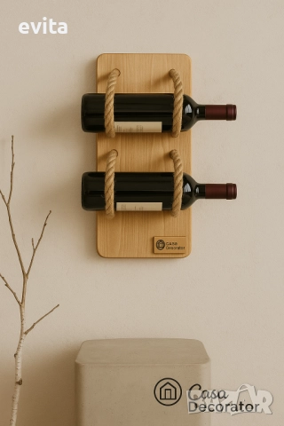 Елегантна стойка за 2–10 бутилки вино – кожа или премиум въже, снимка 7 - Други - 52406559