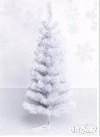 Бяла изкуствена коледна елха 120 см + подарък LED лента 7м
